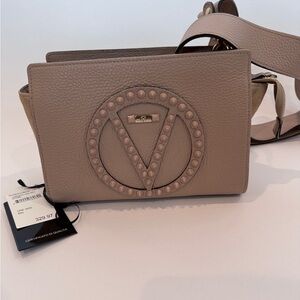 Valentino Taupe Leather Crossbody Bag